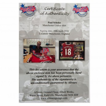 Legende uokvireni dres Manchester United Scholes Signed Shirt (Framed)