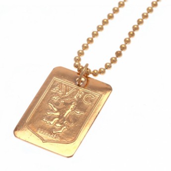 Aston Villa ogrlica s identifikacijskom pločicom za psa Gold Plated Dog Tag & Chain